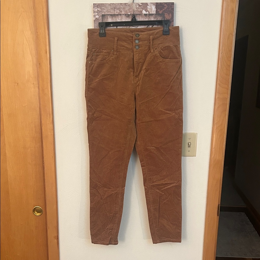 Ann Taylor brown velvet curvy fit high rise skinny pants